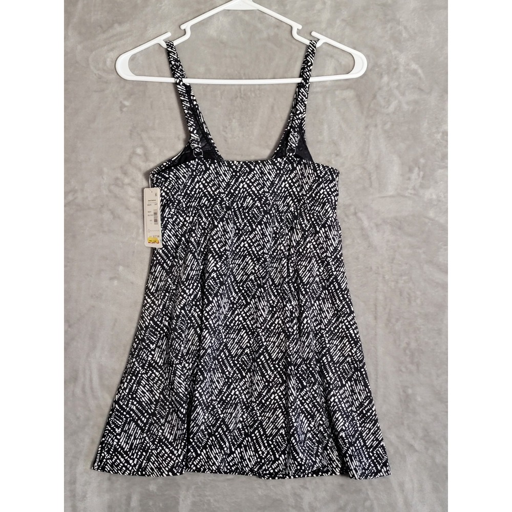 Swim Solutions Womens Front Bow Swimdress Black/White Abstract Design Sz 8 - Picture 7 of 7